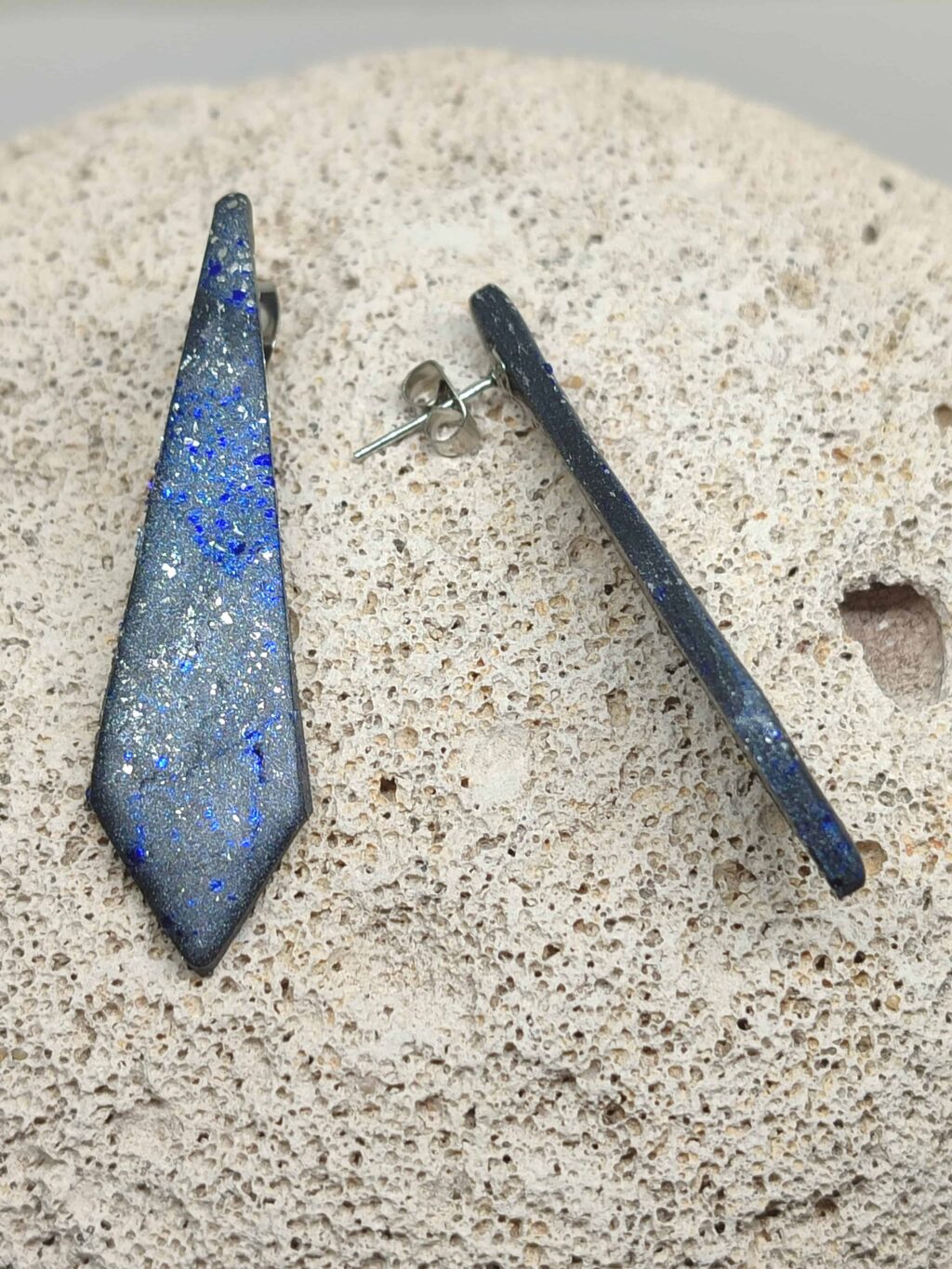 Χειροποίητα σκουλαρίκια "EdgeCraft Collection" (metal grey-silver-blue) - Image 2