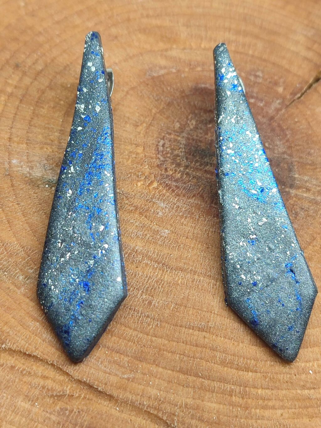 Χειροποίητα σκουλαρίκια "EdgeCraft Collection" (metal grey-silver-blue) - Image 3
