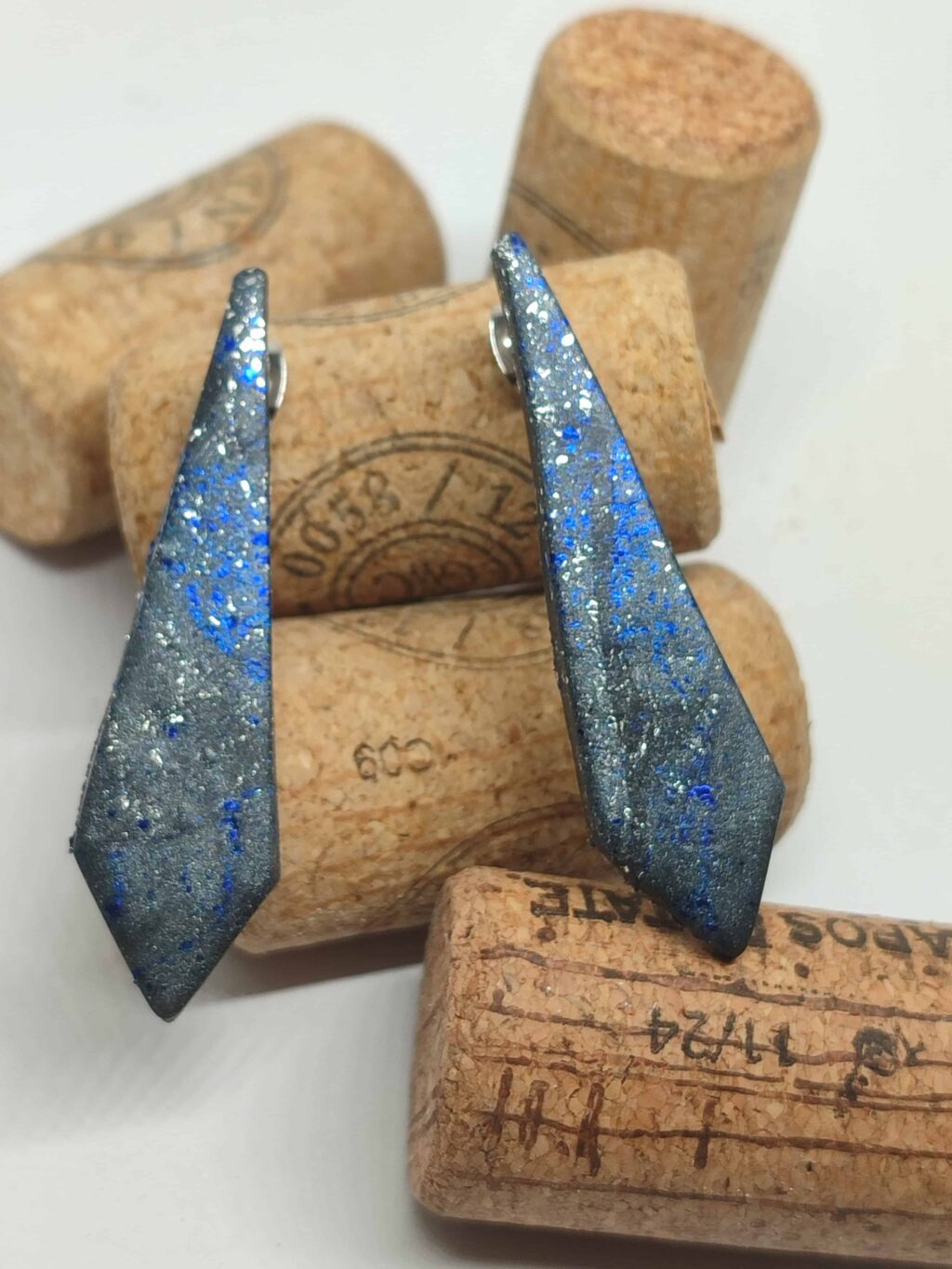 Χειροποίητα σκουλαρίκια "EdgeCraft Collection" (metal grey-silver-blue) - Image 4