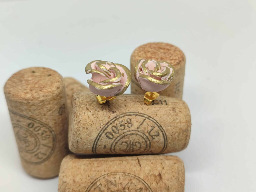 Σκουλαρίκια σειράς "Ethereal Roses" (nude-gold) - Image 4