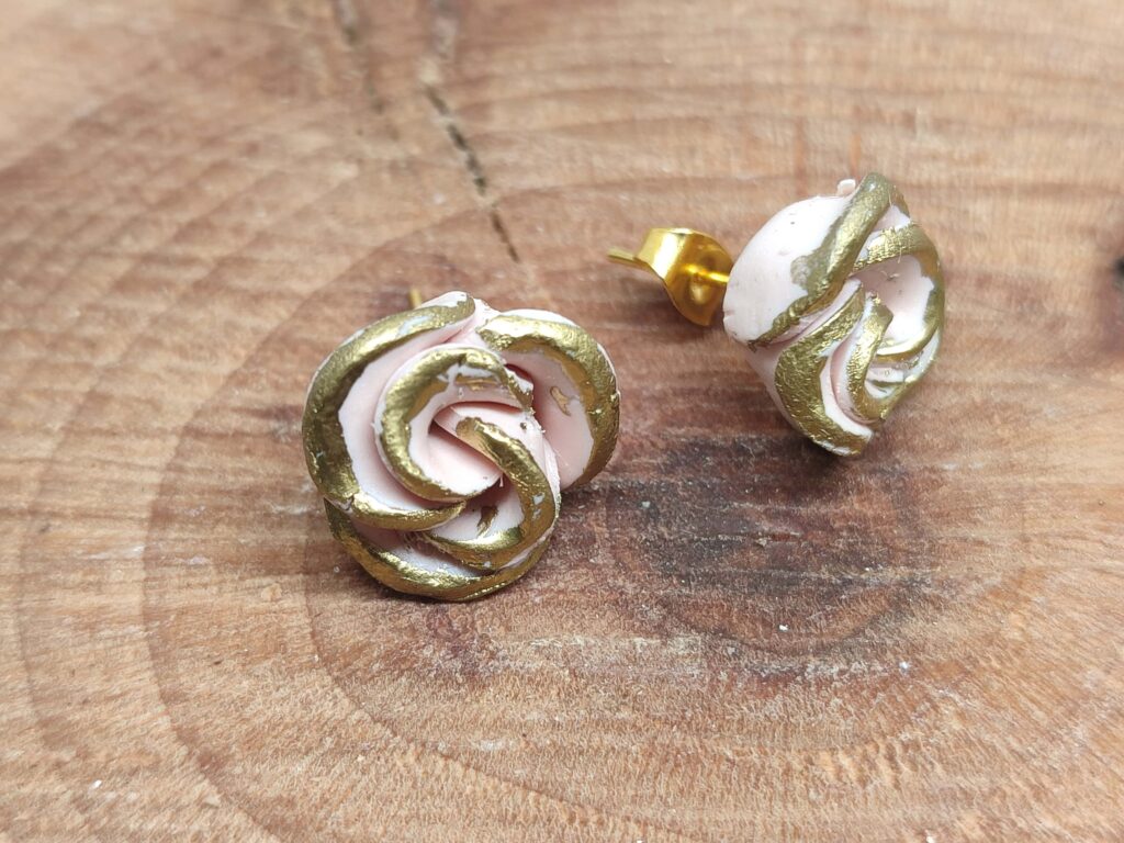 Σκουλαρίκια σειράς "Ethereal Roses" (nude-gold) - Image 2