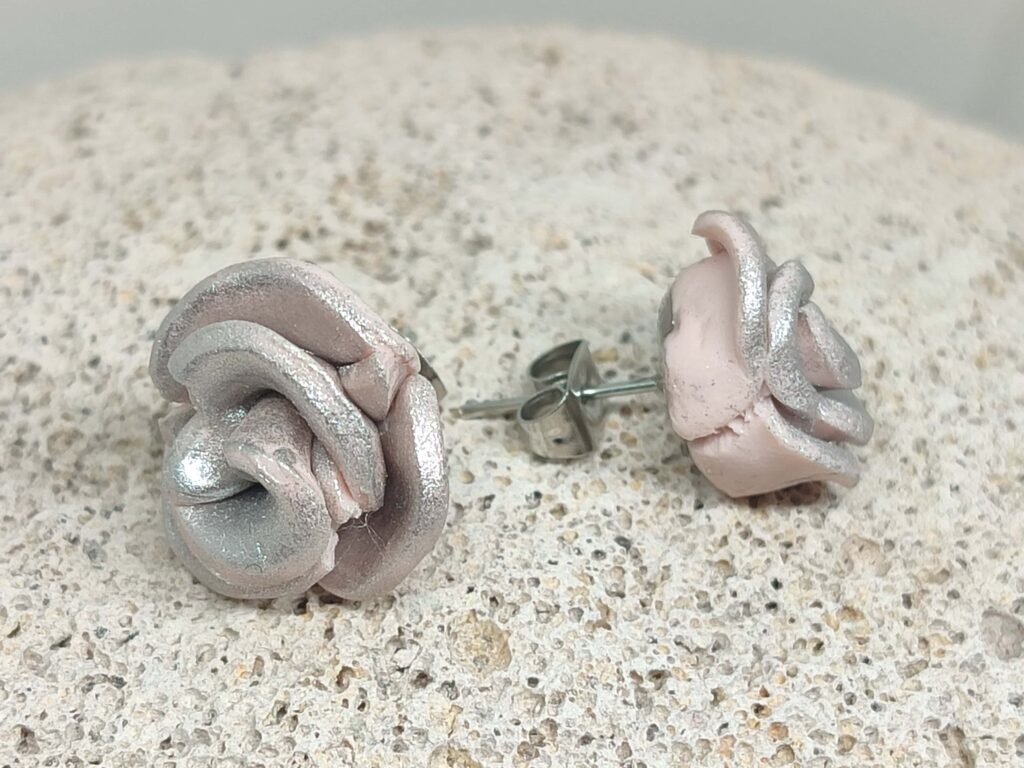 Σκουλαρίκια σειράς "Ethereal Roses" (nude-silver) - Image 3