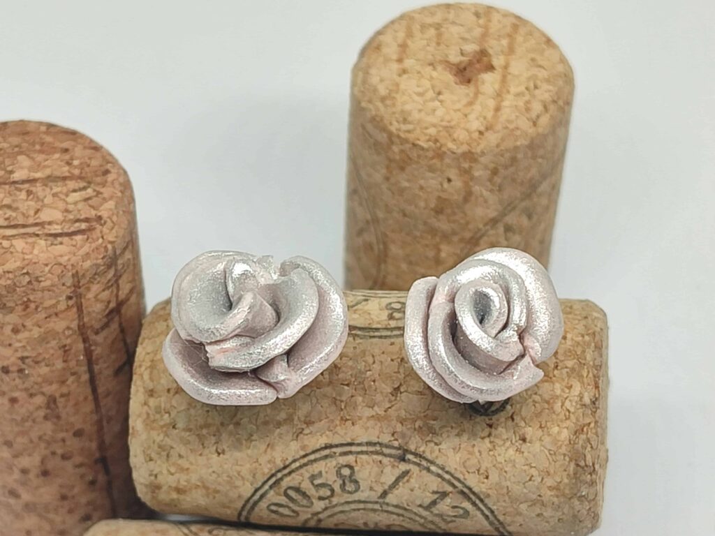 Σκουλαρίκια σειράς "Ethereal Roses" (nude-silver) - Image 4