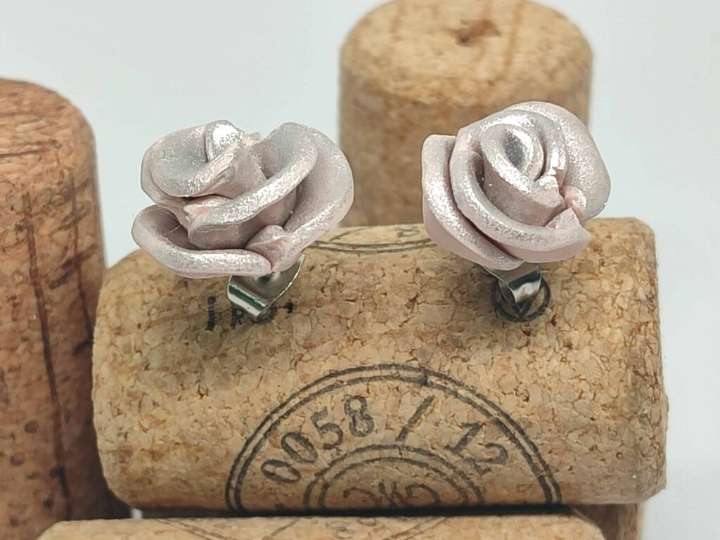Σκουλαρίκια σειράς "Ethereal Roses" (nude-silver)