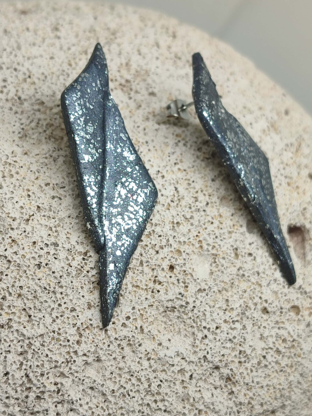 Χειροποίητα σκουλαρίκια σειράς "ThunderEdge" (metal grey-silver) - Image 2