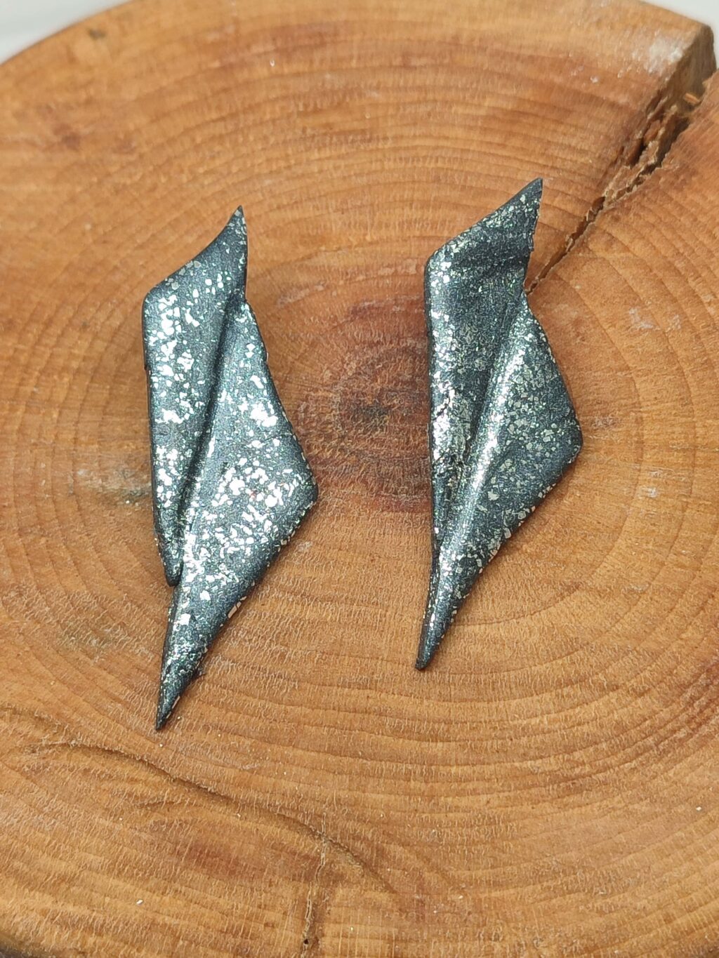 Χειροποίητα σκουλαρίκια σειράς "ThunderEdge" (metal grey-silver) - Image 5