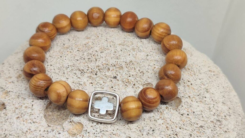 Unisex βραχιόλι σειράς "Terra Pulse" με σταυρό ασημί με πλαίσιο - Image 2