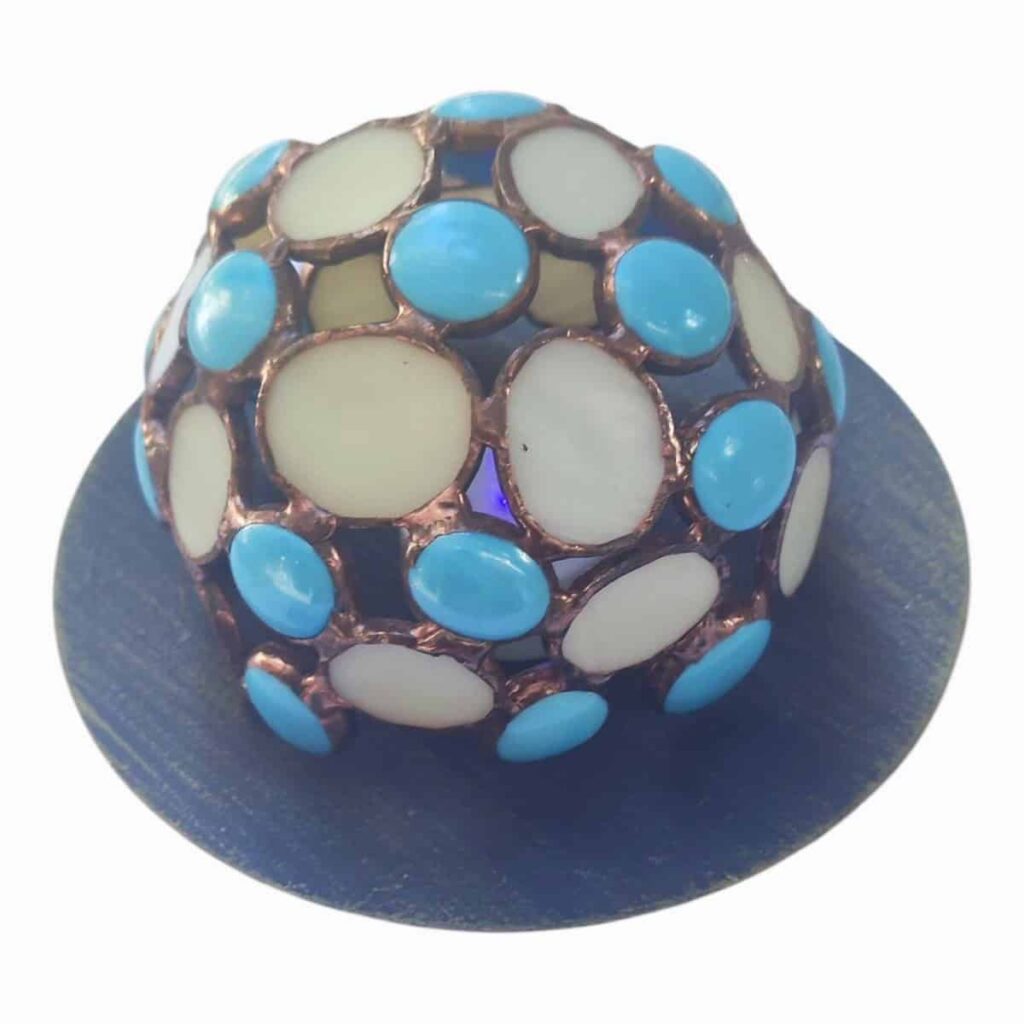 Σφαιρικό Διακοσμητικό Φωτιστικό Βιτρό (Γαλάζιο-Εκρού)