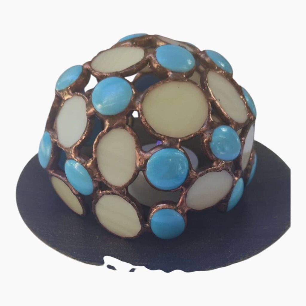 AnMa Gallery 81 Alternative view of Σφαιρικό Διακοσμητικό Φωτιστικό Βιτρό (Γαλάζιο-Εκρού)