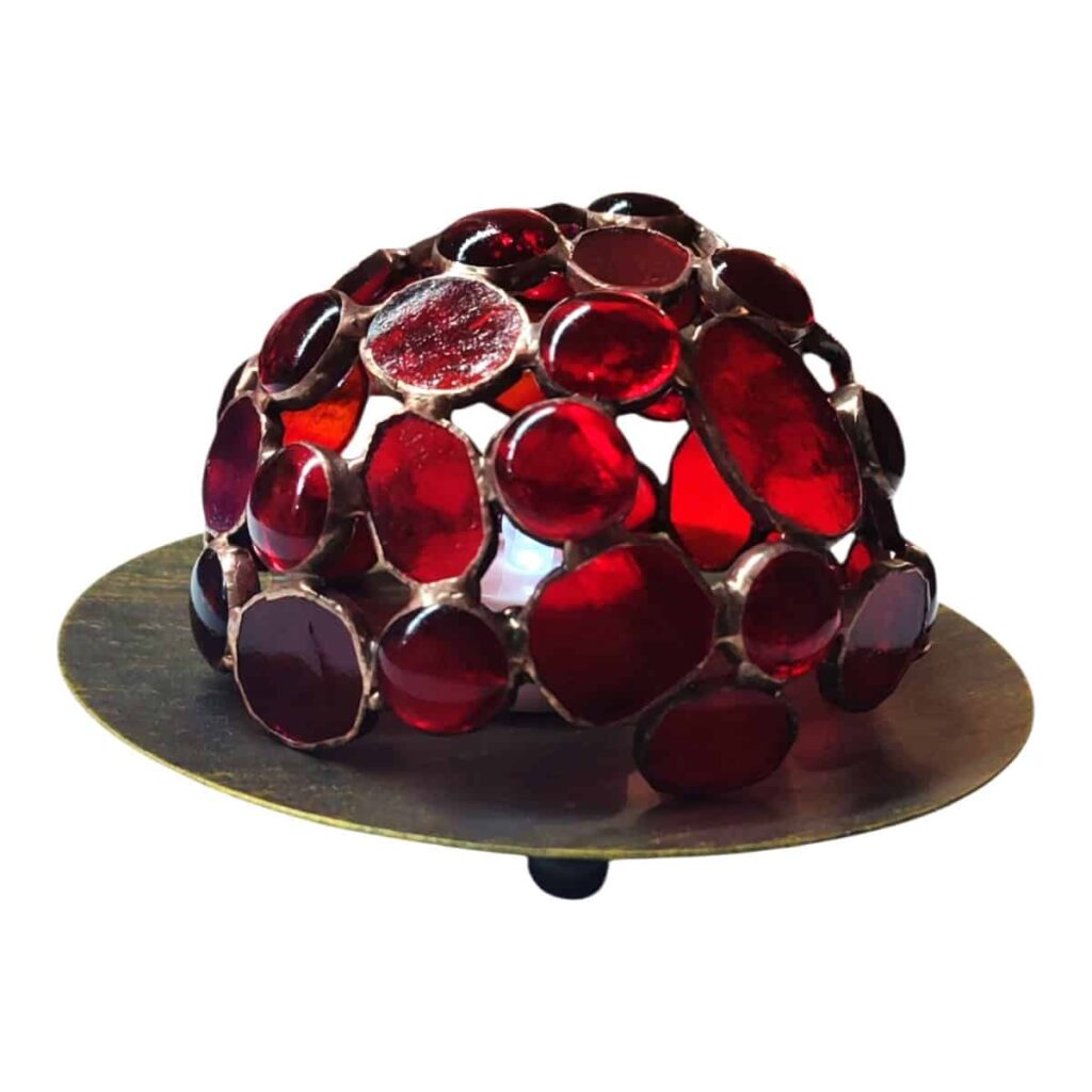 Σφαιρικό Διακοσμητικό Φωτιστικό Βιτρό (Κόκκινο) 7 sferiko diak red 3